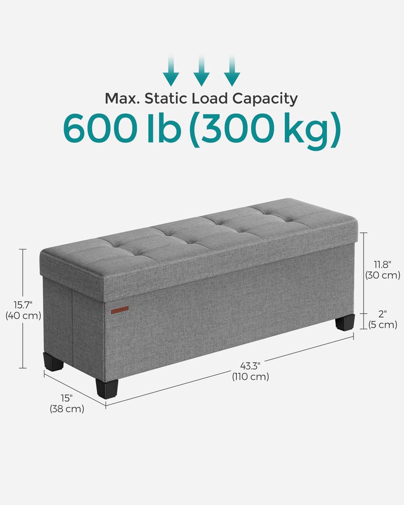 Storage Ottoman Bench | Linen-Look Seating With Hidden Storage