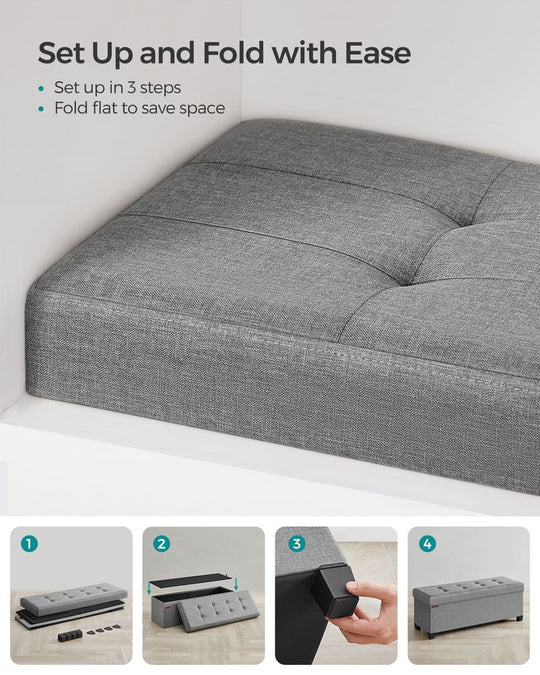 Storage Ottoman Bench | Linen-Look Seating With Hidden Storage