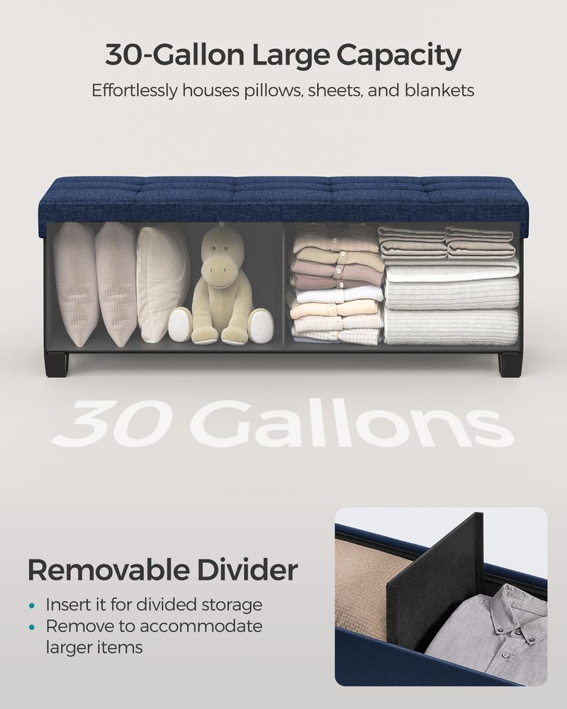 Storage Ottoman Bench | Linen-Look Seating With Hidden Storage