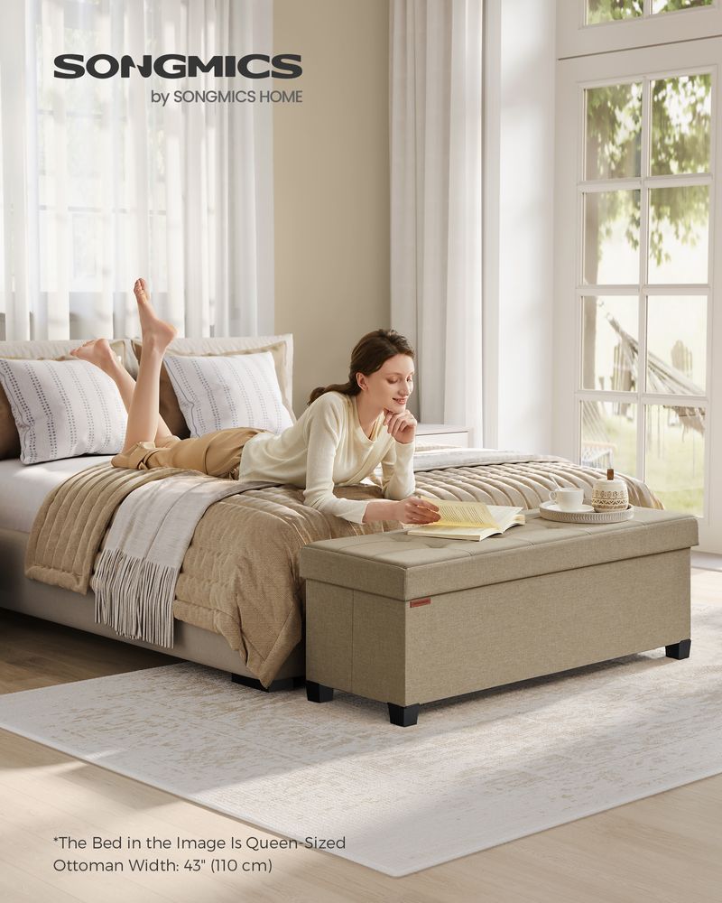 Storage Ottoman Bench | Linen-Look Seating With Hidden Storage