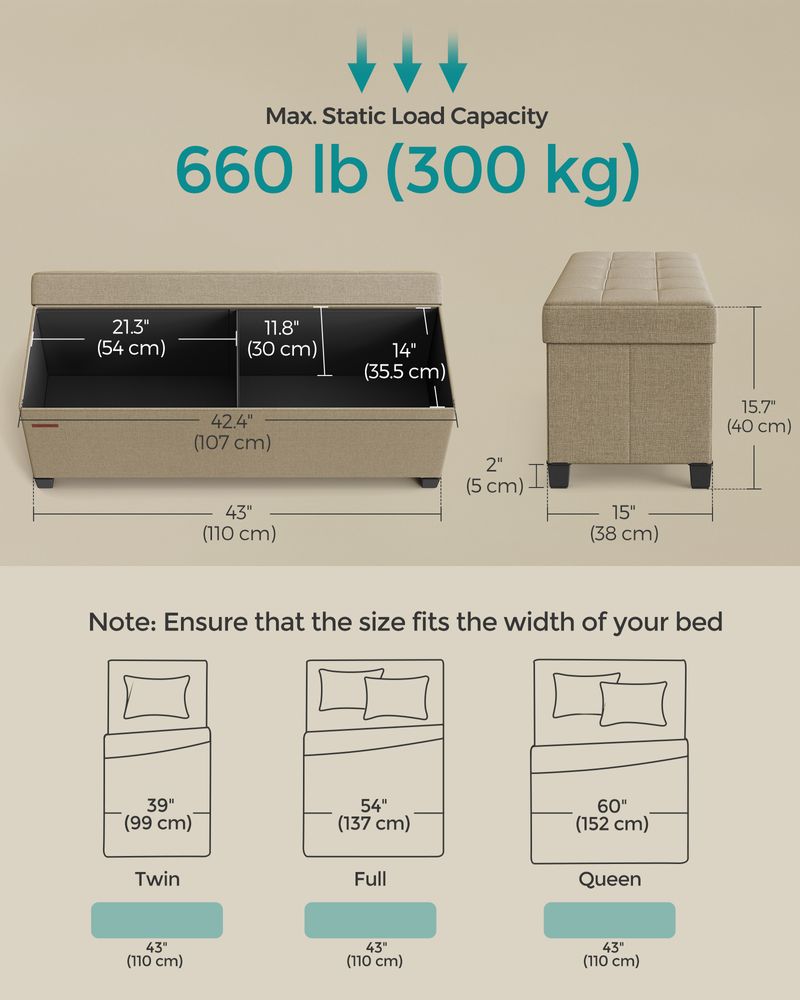 Storage Ottoman Bench | Linen-Look Seating With Hidden Storage