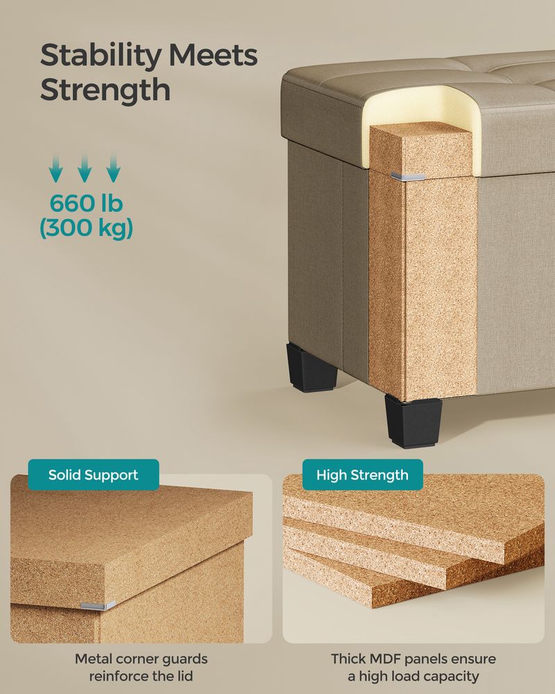 Storage Ottoman Bench | Linen-Look Seating With Hidden Storage
