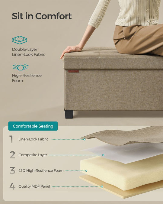 Storage Ottoman Bench | Linen-Look Seating With Hidden Storage