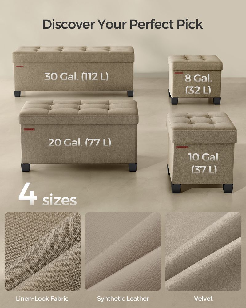 Storage Ottoman Bench | Linen-Look Seating With Hidden Storage