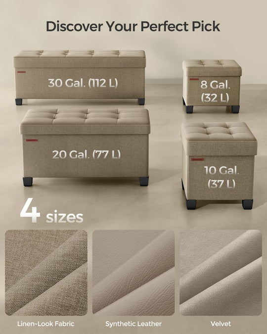 Storage Ottoman Bench | Linen-Look Seating With Hidden Storage