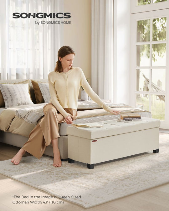 Storage Ottoman Bench | Linen-Look Seating With Hidden Storage