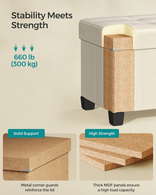 Storage Ottoman Bench | Linen-Look Seating With Hidden Storage