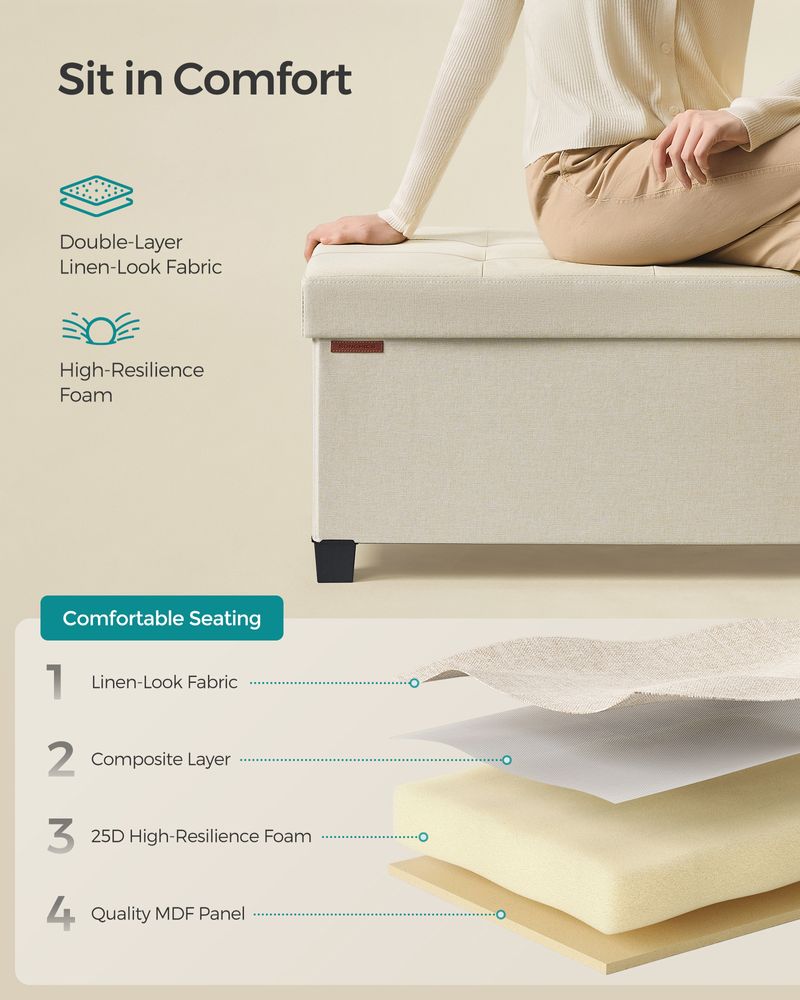 Storage Ottoman Bench | Linen-Look Seating With Hidden Storage