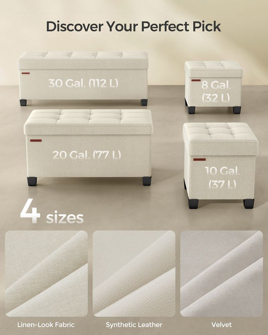 Storage Ottoman Bench | Linen-Look Seating With Hidden Storage