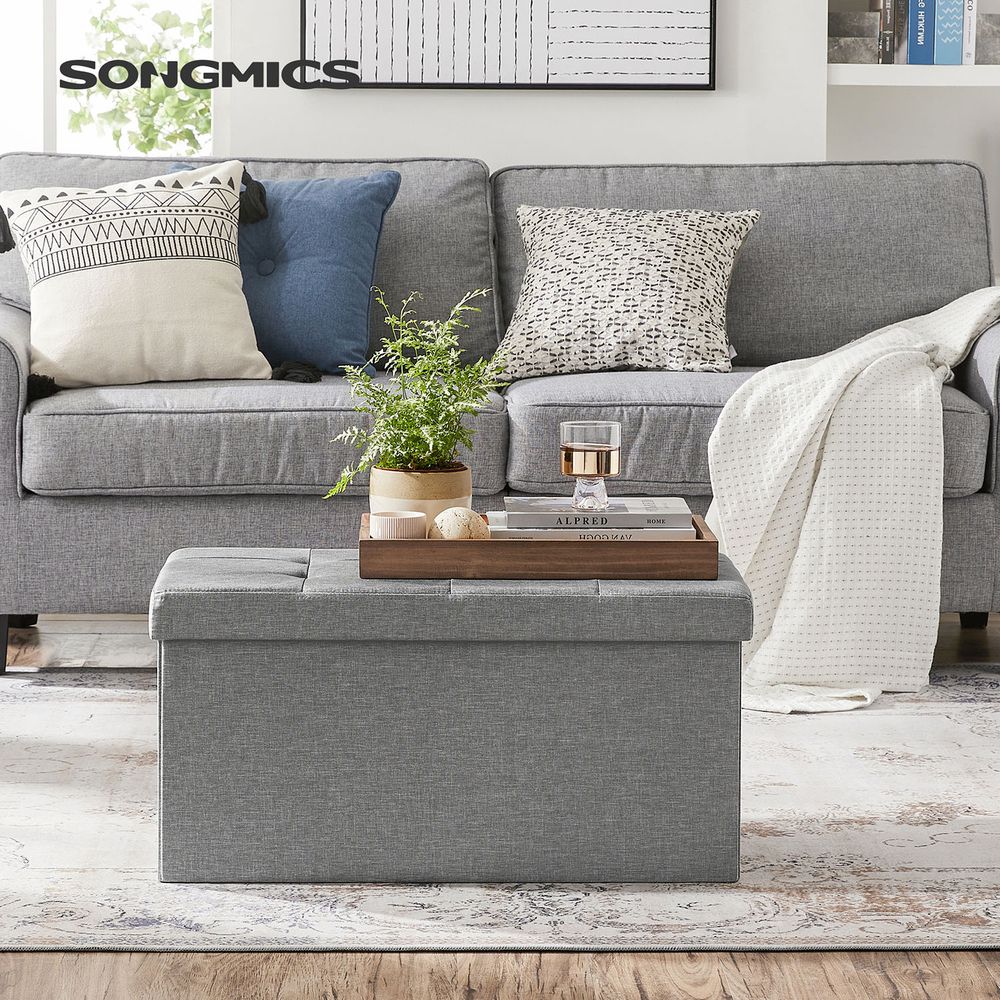 Storage Ottoman Bench | Folding Upholstered Seating With Storage