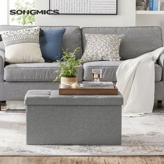 Storage Ottoman Bench | Folding Upholstered Seating With Storage