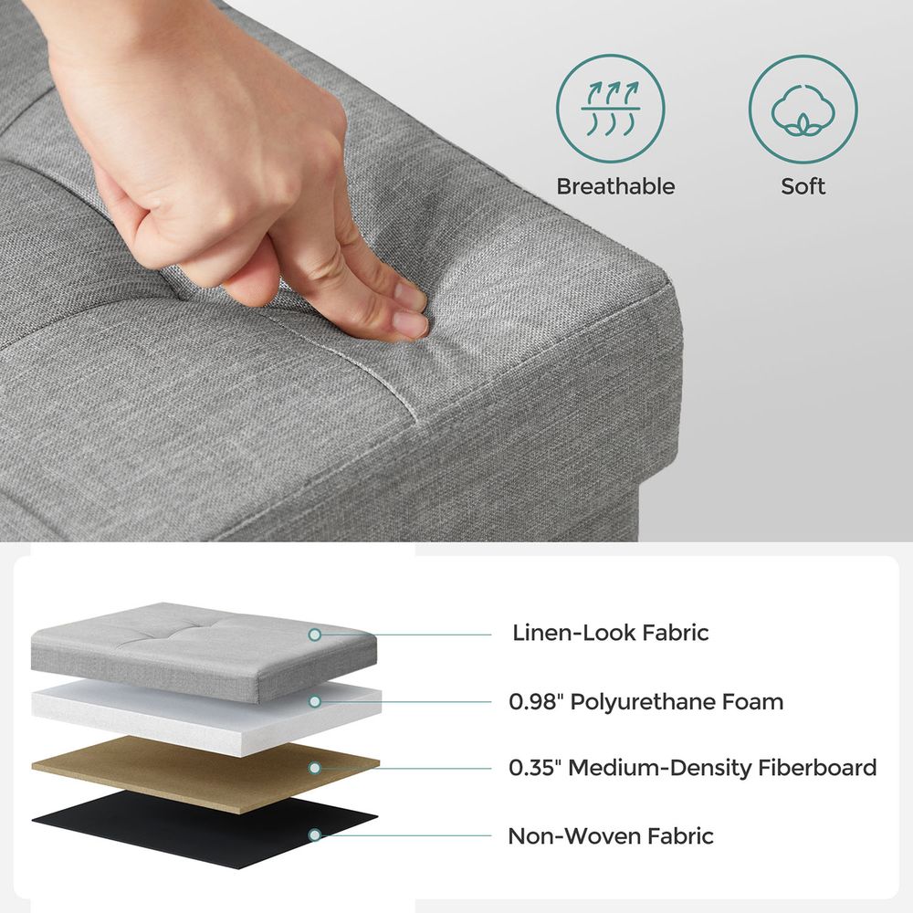 Storage Ottoman Bench | Folding Upholstered Seating With Storage