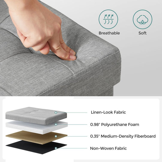 Storage Ottoman Bench | Folding Upholstered Seating With Storage