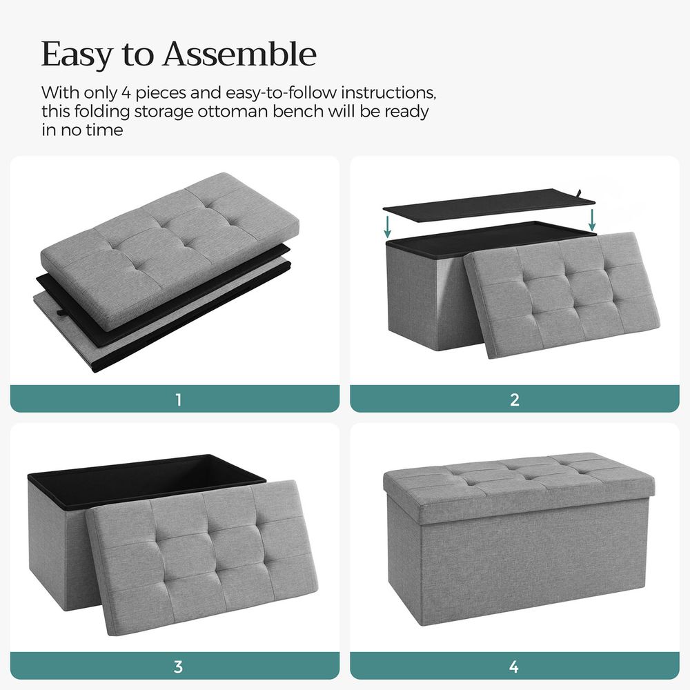 Storage Ottoman Bench | Folding Upholstered Seating With Storage