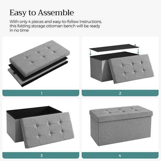 Storage Ottoman Bench | Folding Upholstered Seating With Storage