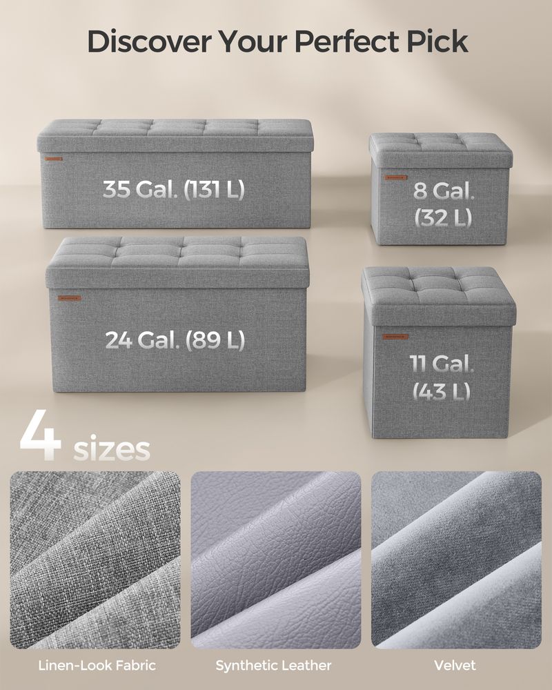 Storage Ottoman Bench | Folding Upholstered Seating With Storage