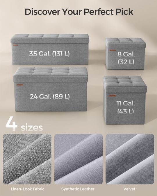 Storage Ottoman Bench | Folding Upholstered Seating With Storage