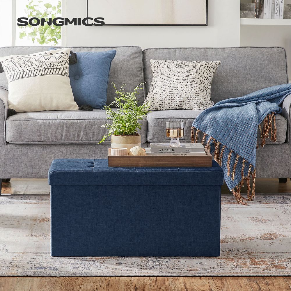 Storage Ottoman Bench | Folding Upholstered Seating With Storage