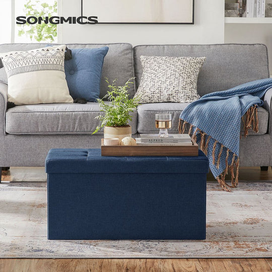 Storage Ottoman Bench | Folding Upholstered Seating With Storage