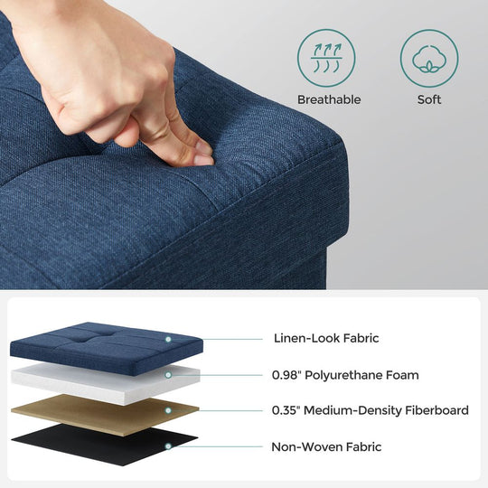 Storage Ottoman Bench | Folding Upholstered Seating With Storage