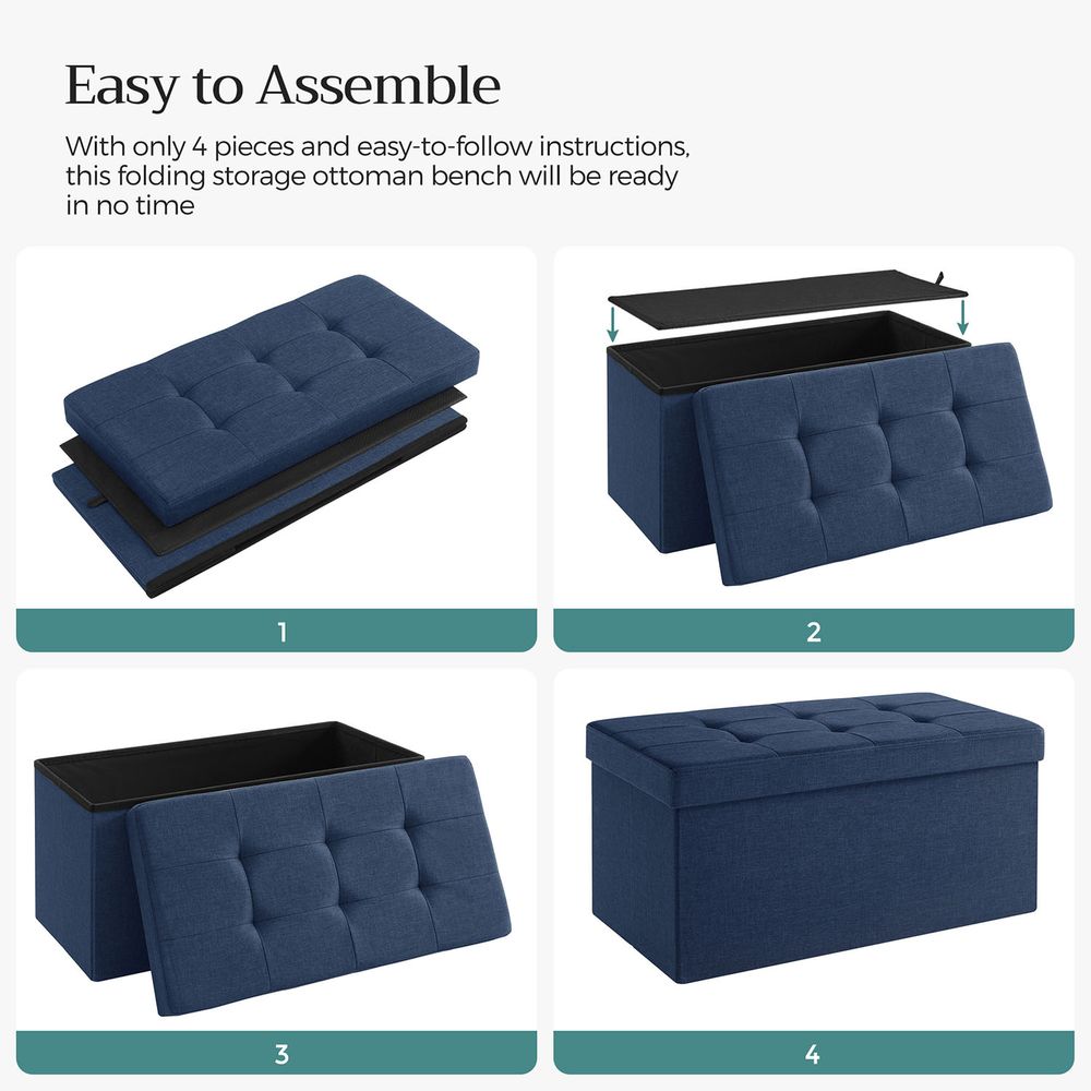 Storage Ottoman Bench | Folding Upholstered Seating With Storage