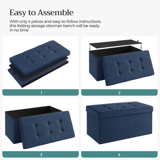 Storage Ottoman Bench | Folding Upholstered Seating With Storage