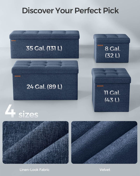 Storage Ottoman Bench | Folding Upholstered Seating With Storage