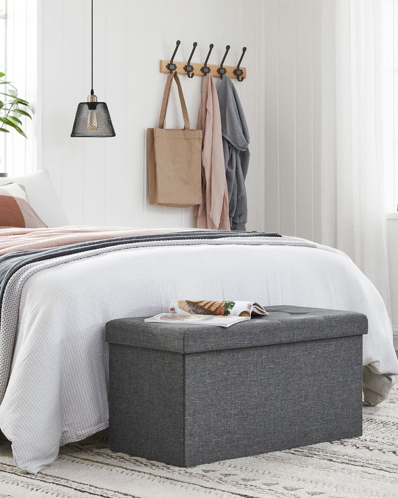 Storage Ottoman Bench | Folding Upholstered Seating With Storage