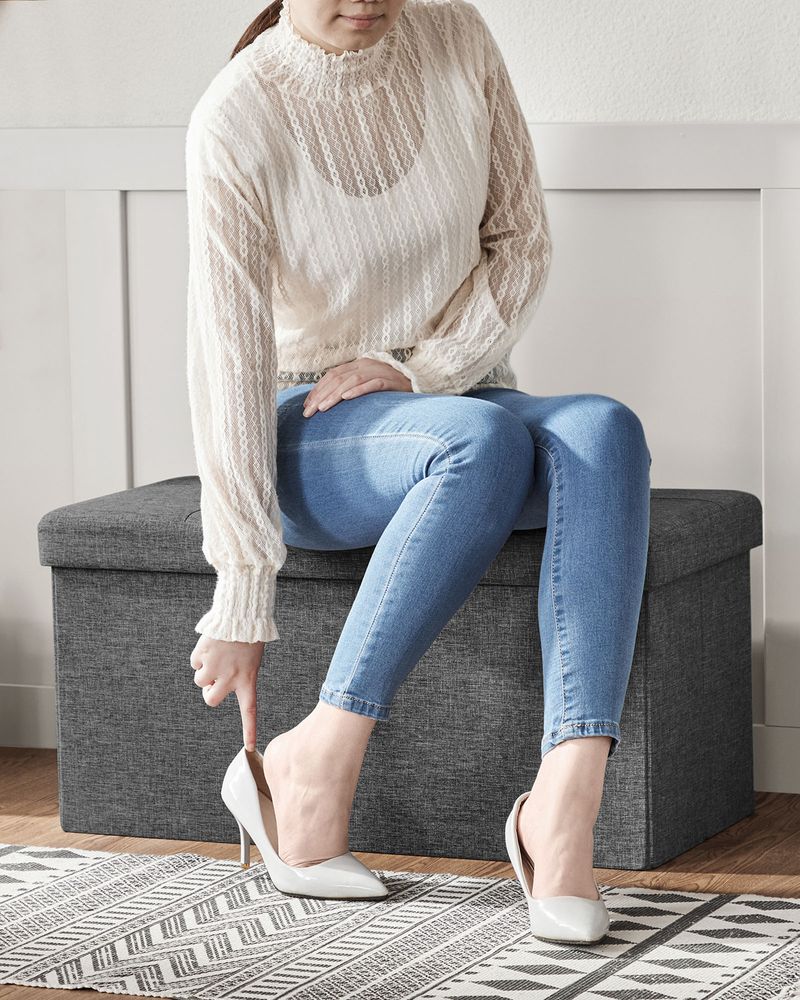 Storage Ottoman Bench | Folding Upholstered Seating With Storage