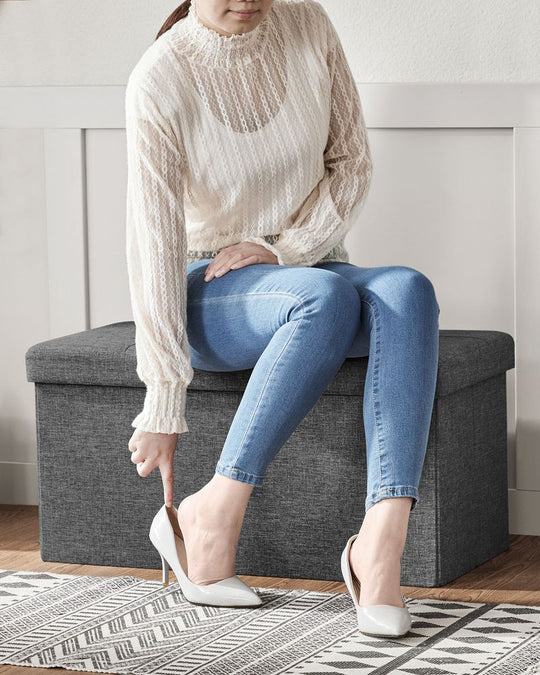 Storage Ottoman Bench | Folding Upholstered Seating With Storage