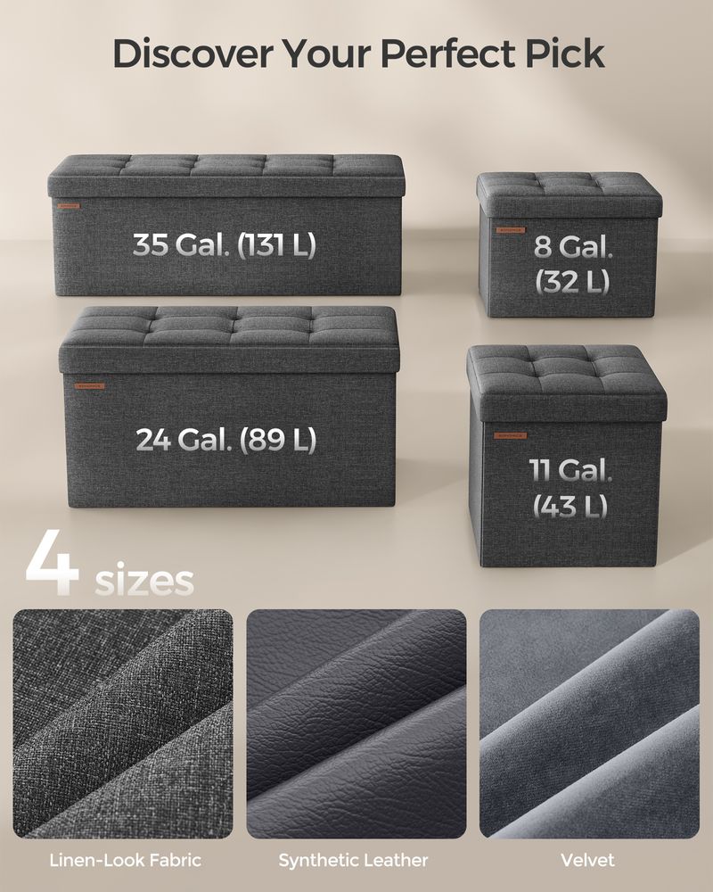 Storage Ottoman Bench | Folding Upholstered Seating With Storage