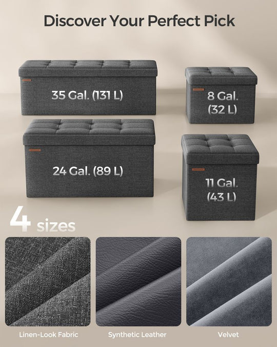 Storage Ottoman Bench | Folding Upholstered Seating With Storage