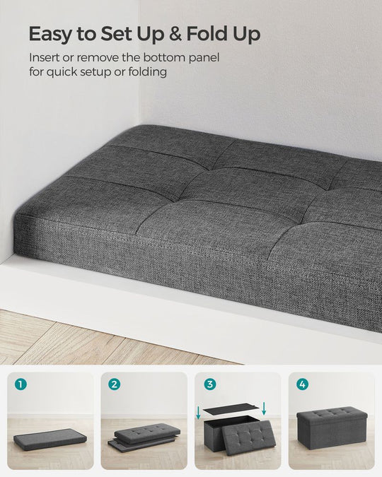 Storage Ottoman Bench | Folding Upholstered Seating With Storage