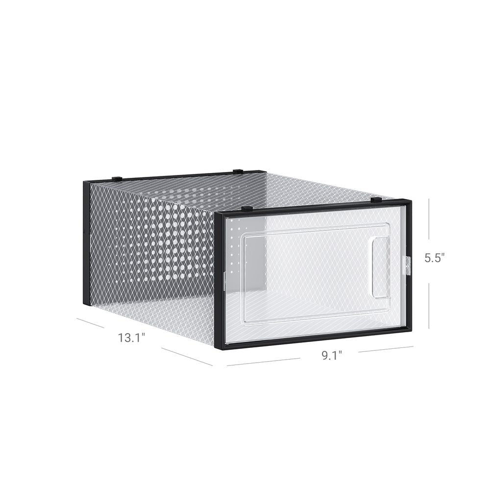 Stackable Shoe Storage Boxes | Clear Drop Front Organizer Set