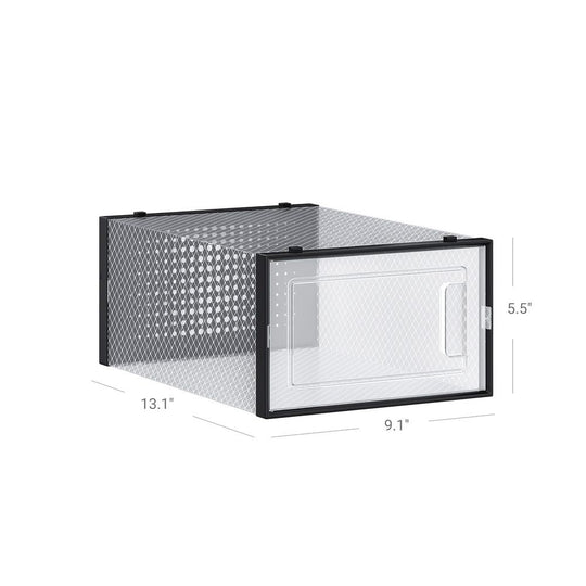 Stackable Shoe Storage Boxes | Clear Drop Front Organizer Set