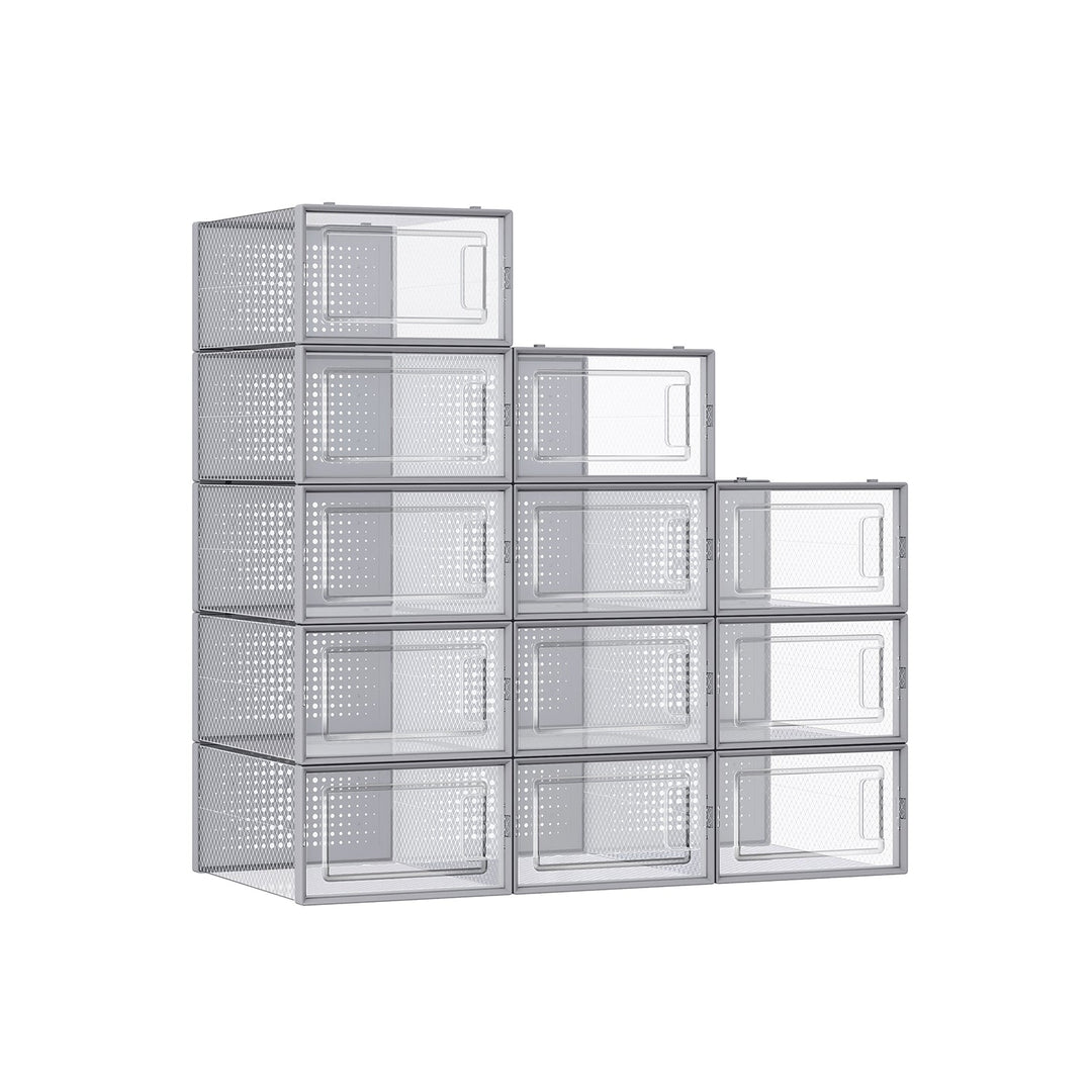 Stackable Shoe Storage Boxes | Clear Drop Front Organizer Set