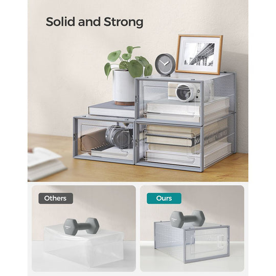 Stackable Shoe Storage Boxes | Clear Drop Front Organizer Set
