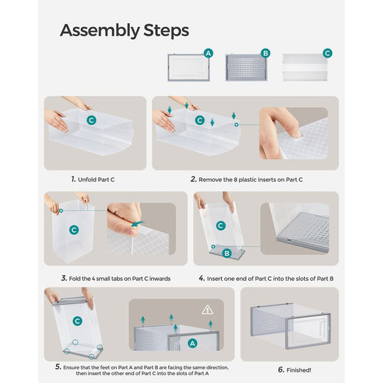 Stackable Shoe Storage Boxes | Clear Drop Front Organizer Set