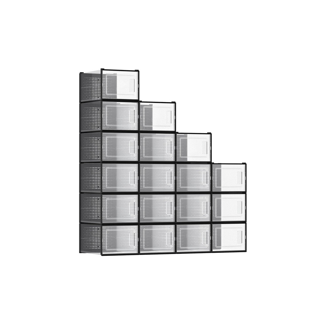 Stackable Shoe Storage Boxes | Clear Drop Front Organizer Set
