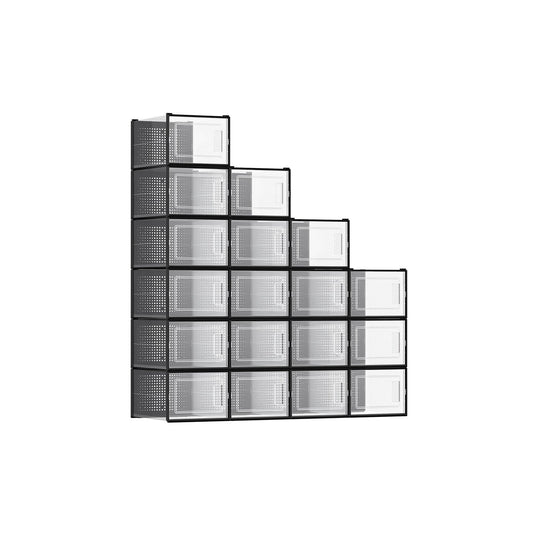 Stackable Shoe Storage Boxes | Clear Drop Front Organizer Set