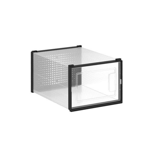 Stackable Shoe Storage Boxes | Clear Drop Front Organizer Set