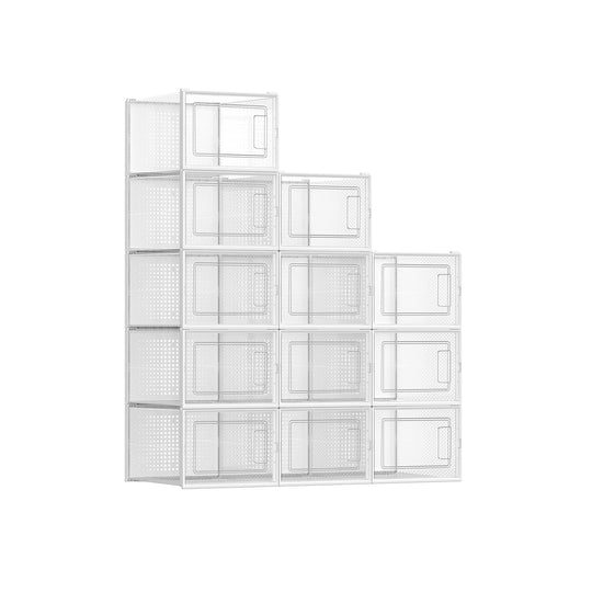 Stackable Shoe Storage Boxes | Clear Drop Front Organizer Set