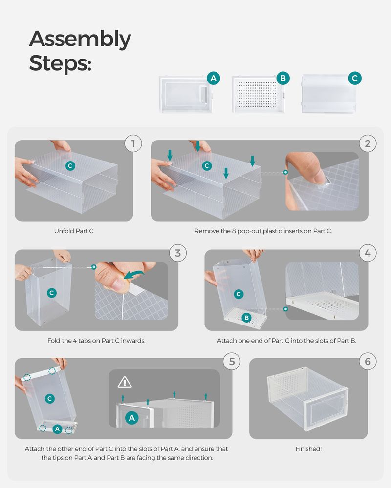 Stackable Shoe Storage Boxes | Clear Drop Front Organizer Set