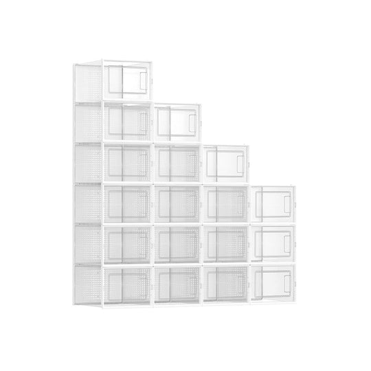 Stackable Shoe Storage Boxes | Clear Drop Front Organizer Set