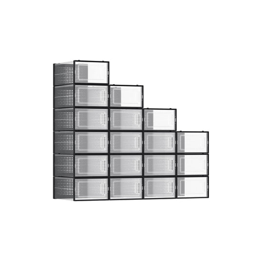 Stackable Shoe Storage Boxes | Clear Drop Front Organizer Set