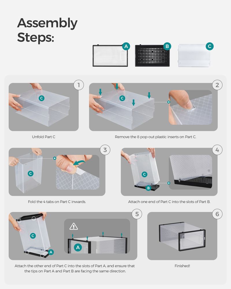 Stackable Shoe Storage Boxes | Clear Drop Front Organizer Set