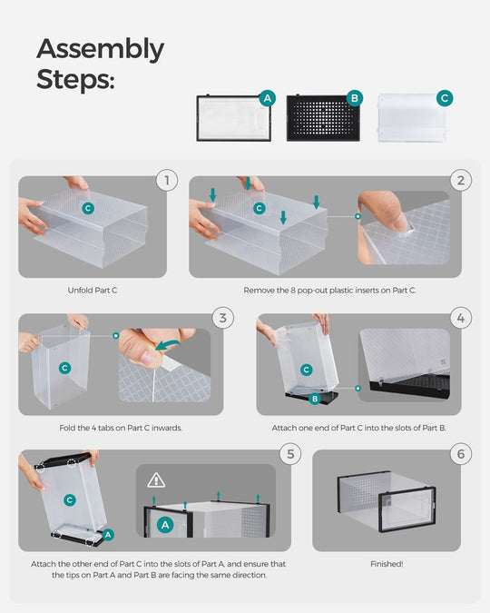 Stackable Shoe Storage Boxes | Clear Drop Front Organizer Set