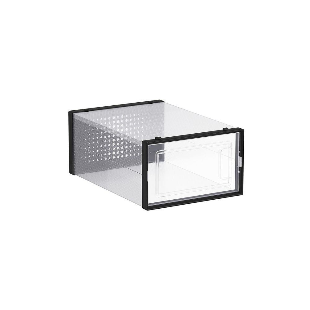 Stackable Shoe Storage Boxes | Clear Drop Front Organizer Set