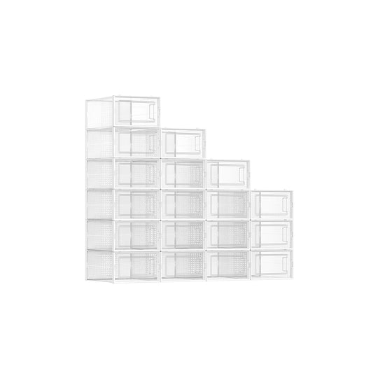 Stackable Shoe Storage Boxes | Clear Drop Front Organizer Set