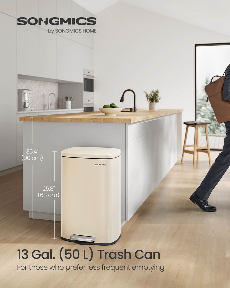 Step Pedal Trash Can | Quiet Close Lid For Kitchens